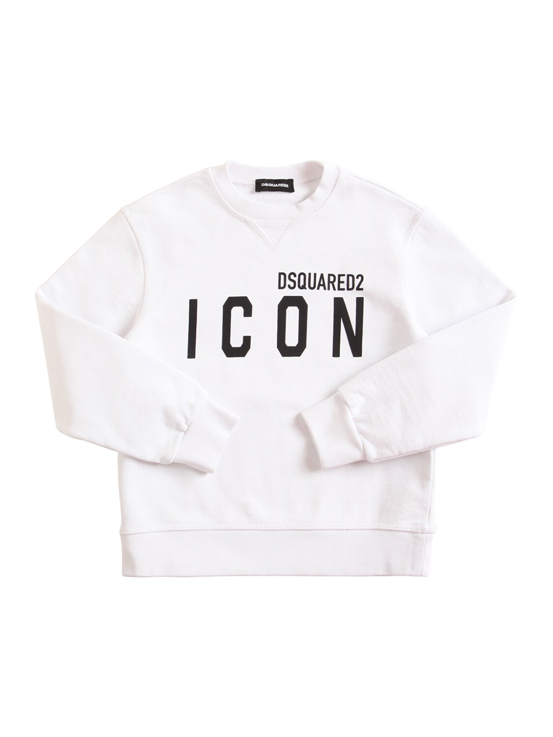 Dsquared2 Kids' Icon Print Cotton Sweatshirt In 화이트
