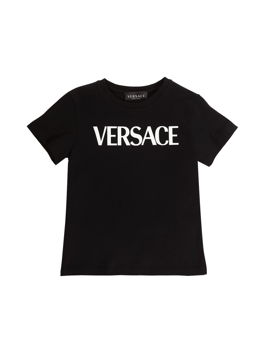 Versace Kids' Printed Cotton Jersey T-shirt In Black
