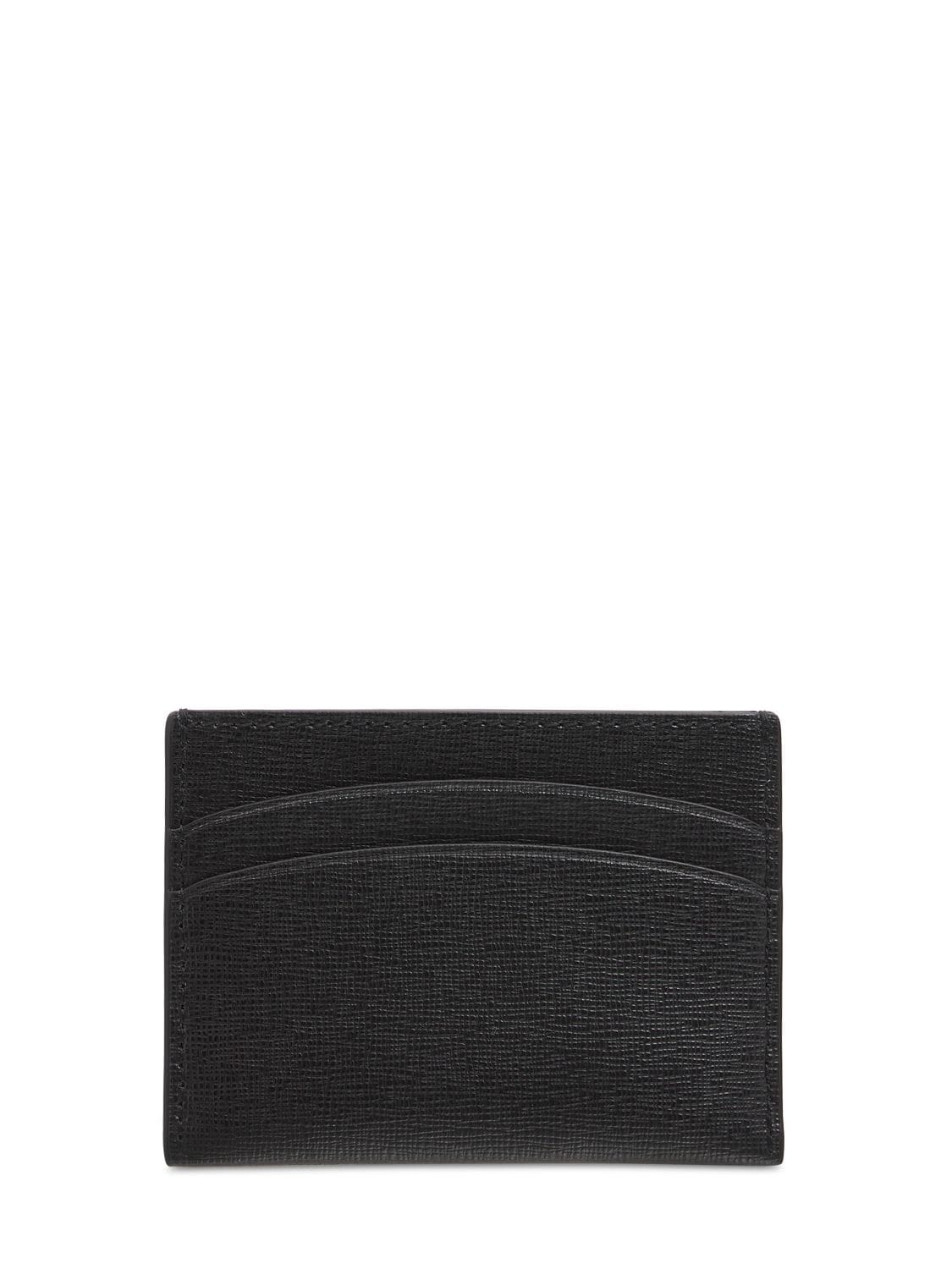 Shop Tory Burch Robinson Leather Card Holder In Black