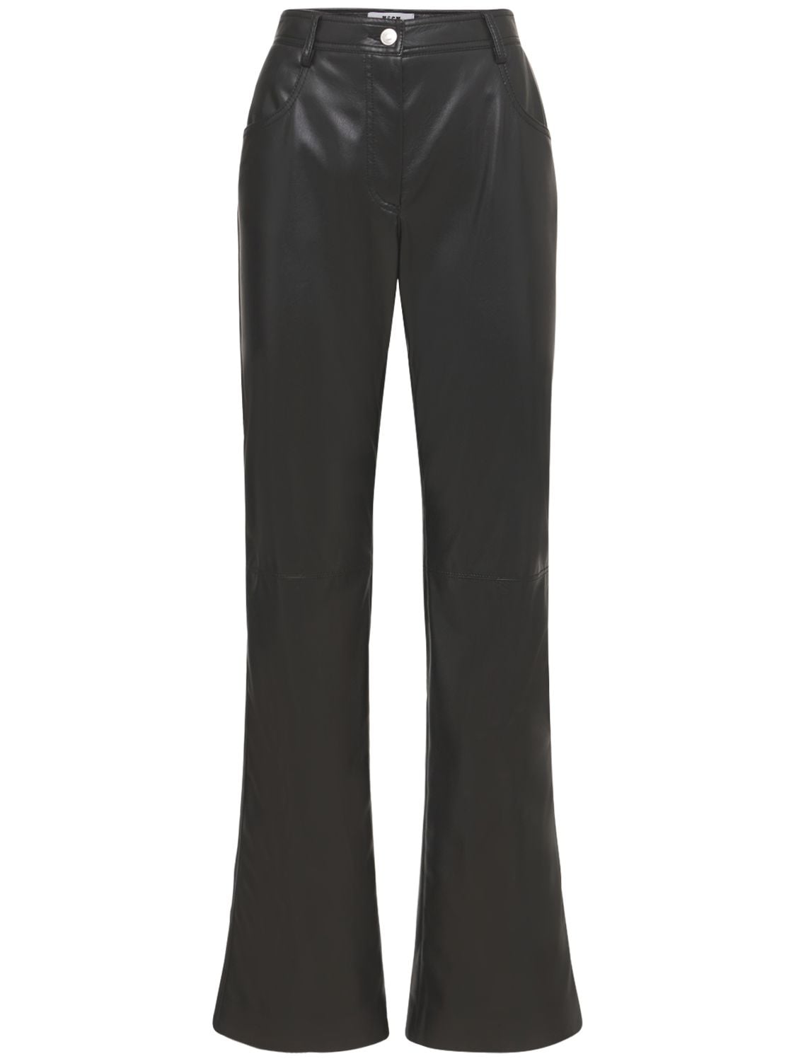 Msgm Faux Leather Pants In 블랙