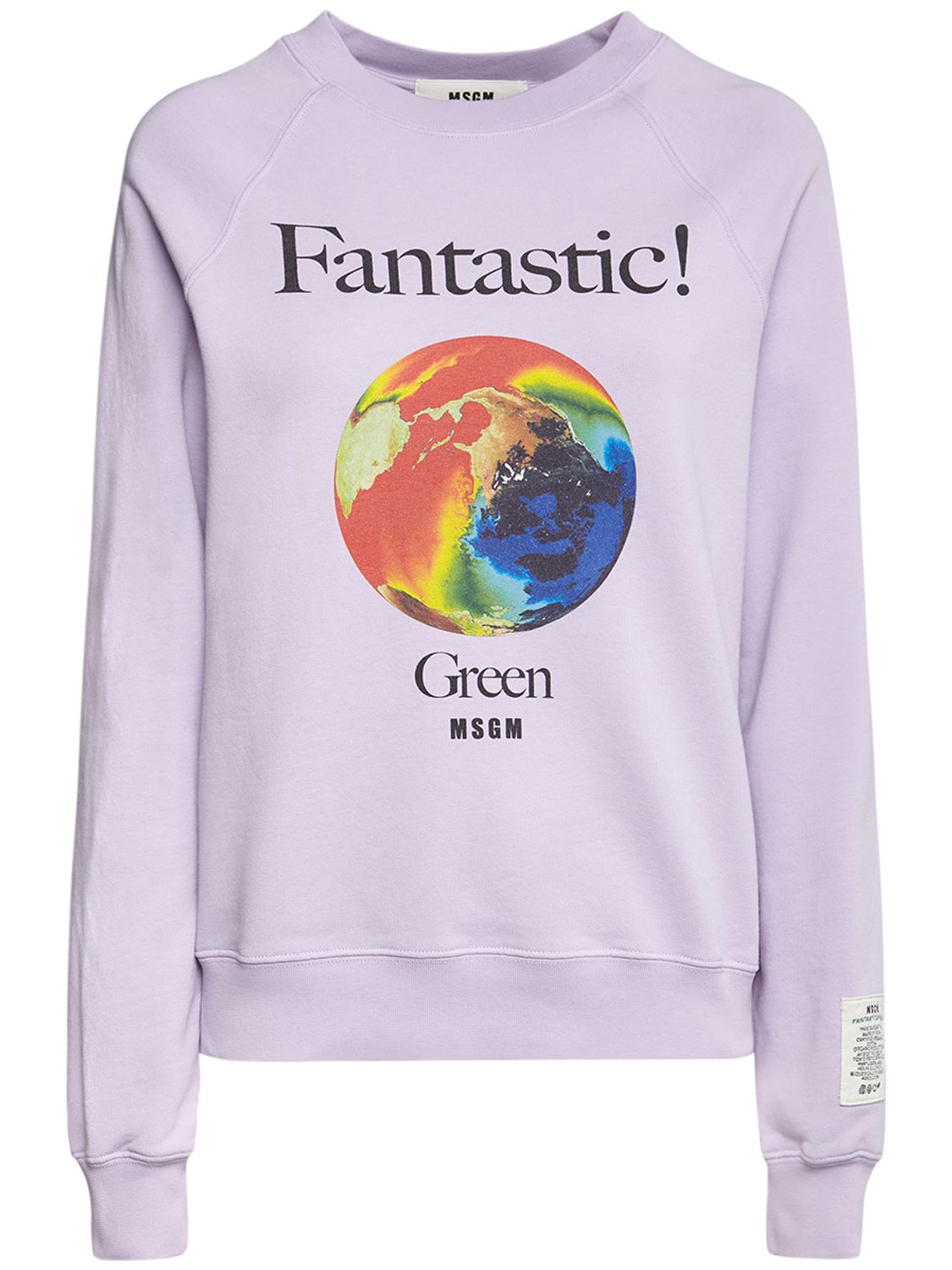 Msgm Fantastic Green Printed Sweatshirt In Purple