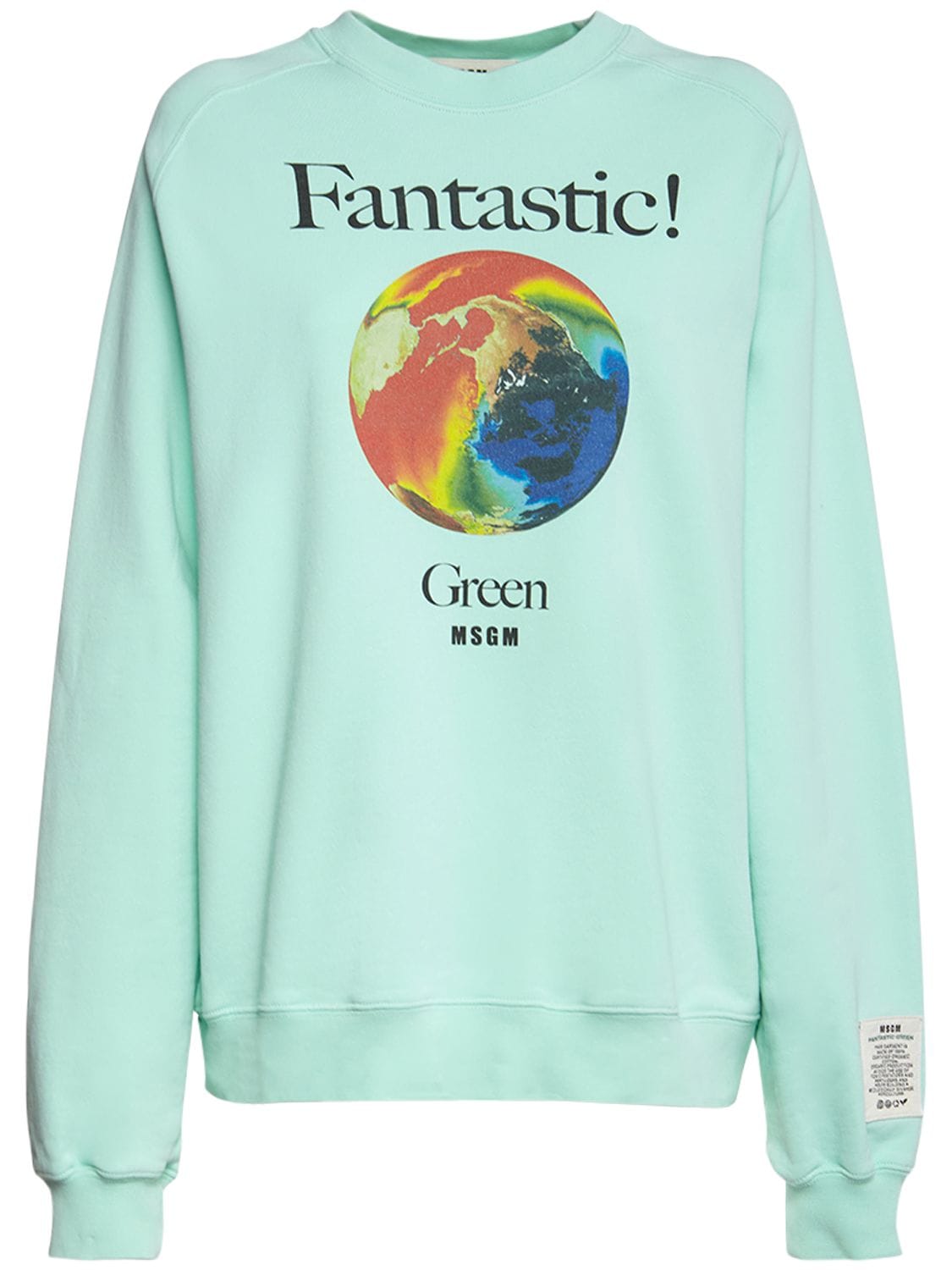 Msgm Fantastic Green Printed Sweatshirt