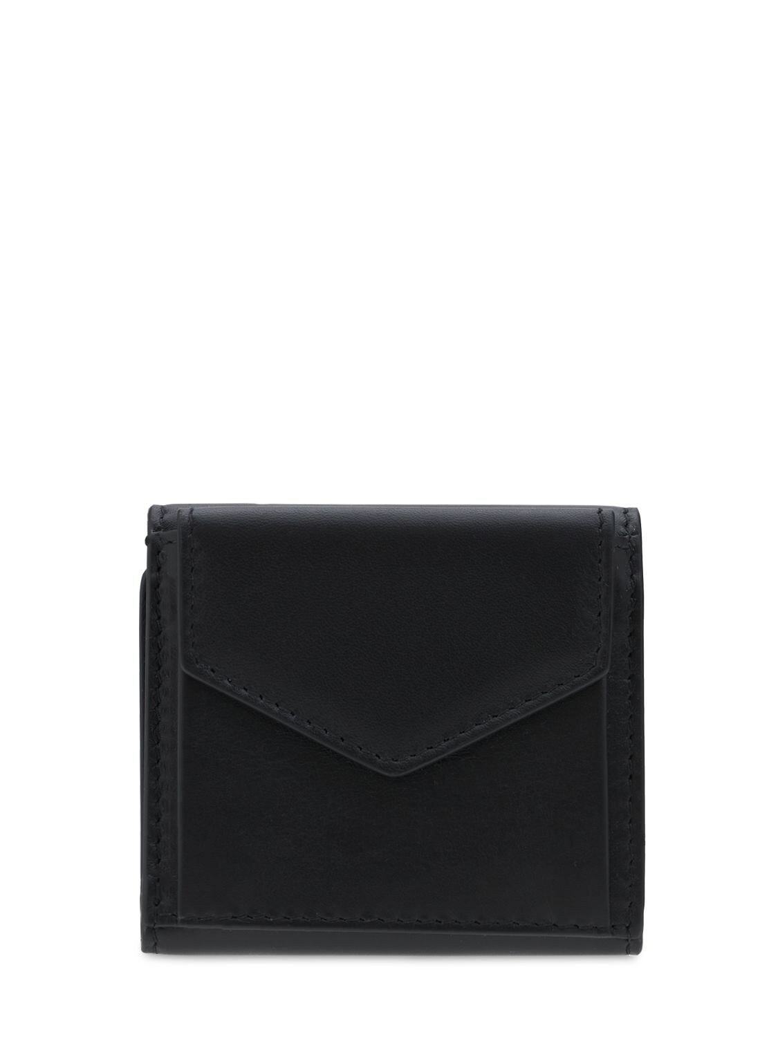 Maison Margiela Snap Compact Soft Leather Wallet In 黑色