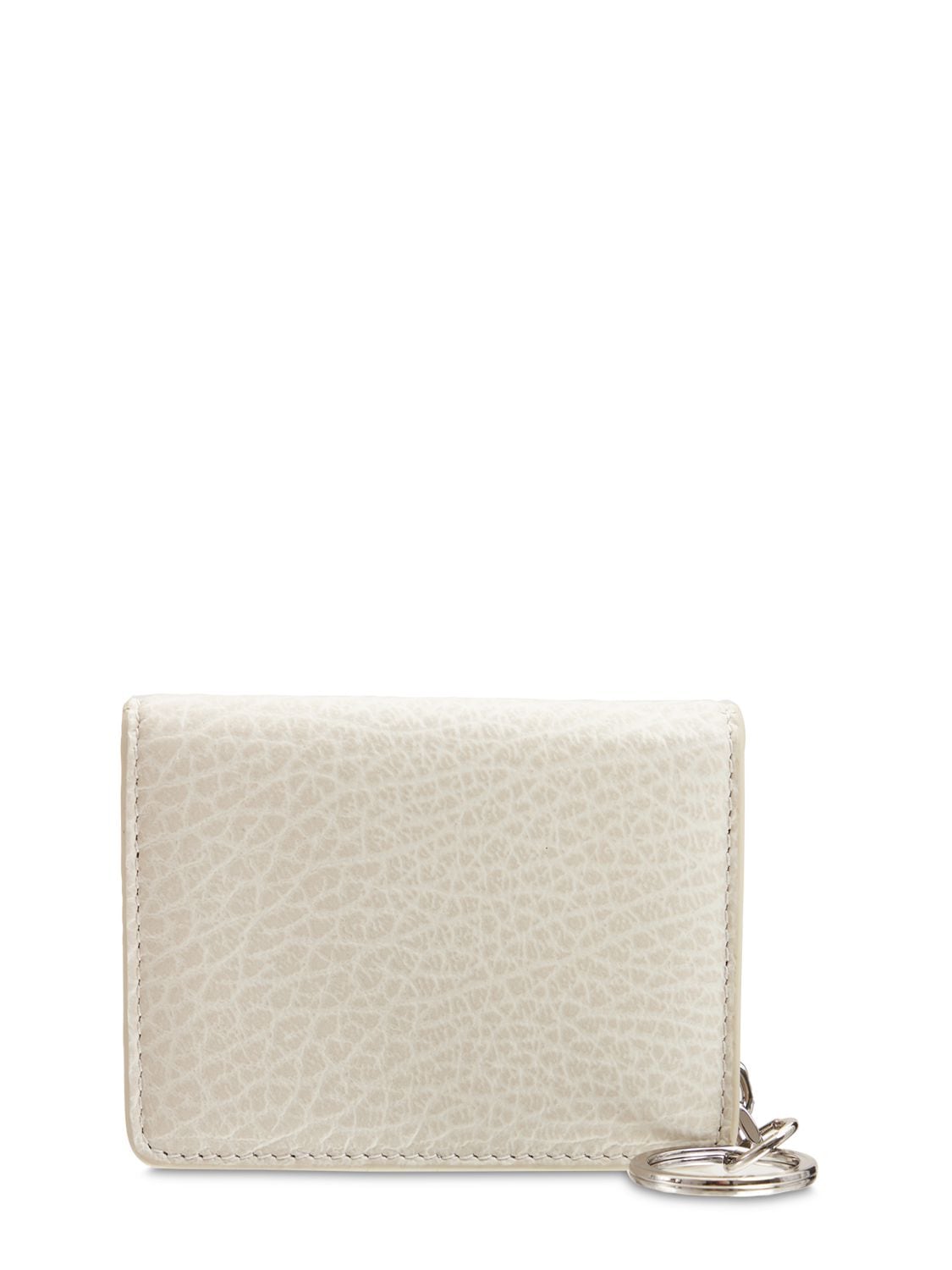 Maison Margiela Grained Leather Card Holder In Greige