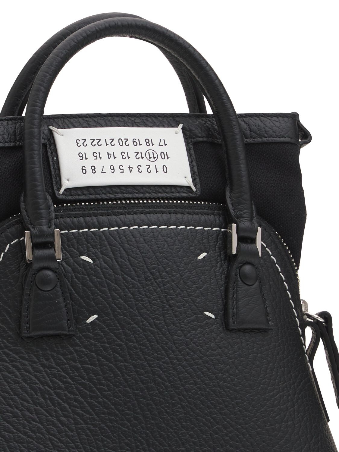 Shop Maison Margiela 5ac Micro Grained Leather Top Handle Bag In Black