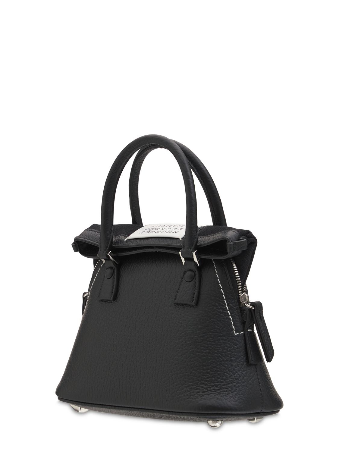 Shop Maison Margiela 5ac Micro Grained Leather Top Handle Bag In Black