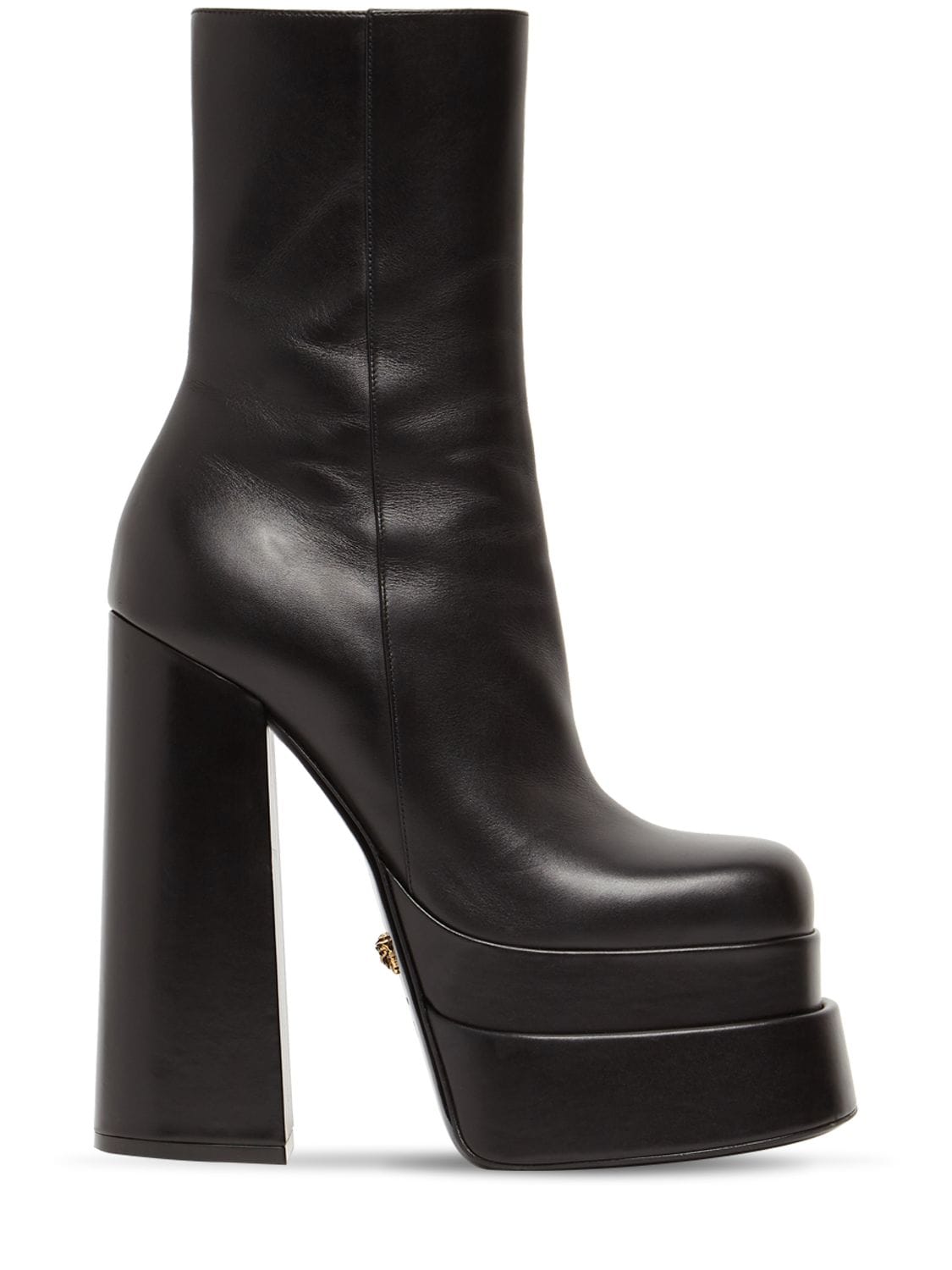155mm Platform Leather Ankle Boots
