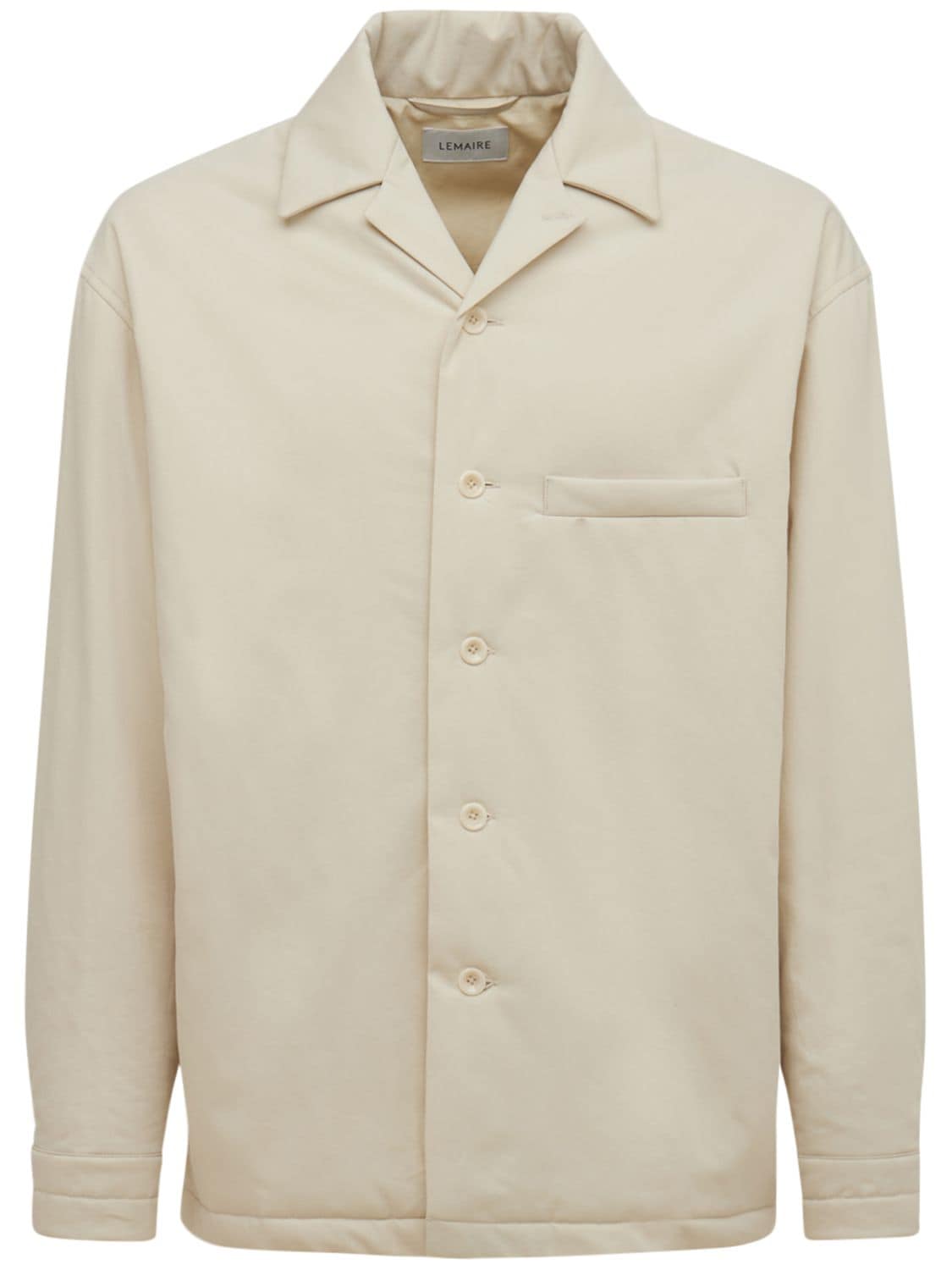 Lemaire Cotton Padded Overshirt In Almond Milk | ModeSens