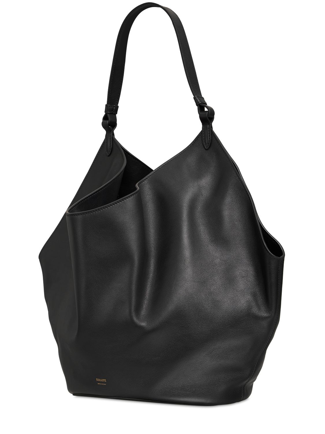 Shop Khaite Medium Lotus Smooth Leather Shoulder Bag In Black