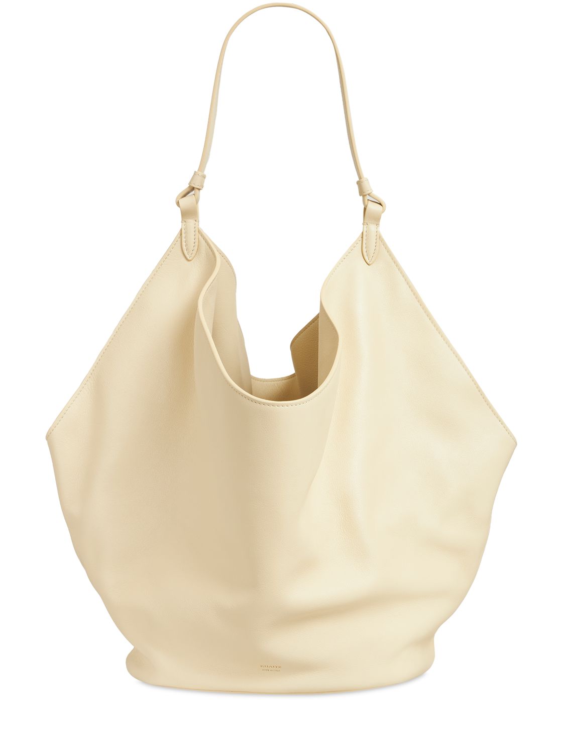 Khaite Lotus Medium Calf Leather Bucket Bag In Cream