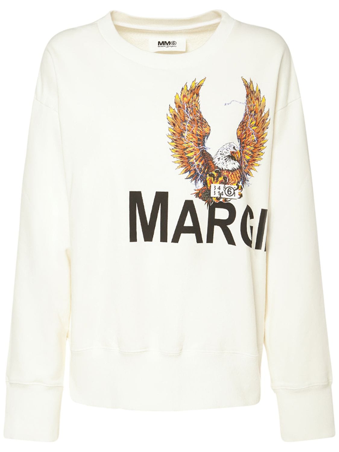 Mm6 Maison Margiela Eagle Printed Cotton Jersey Sweatshirt In White ...
