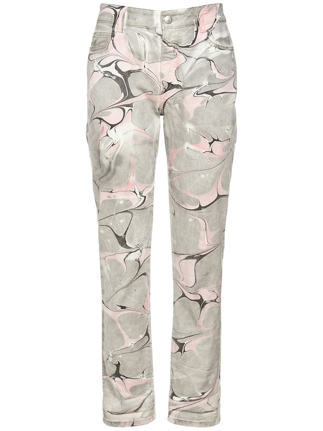 Marble wash cotton denim jeans 