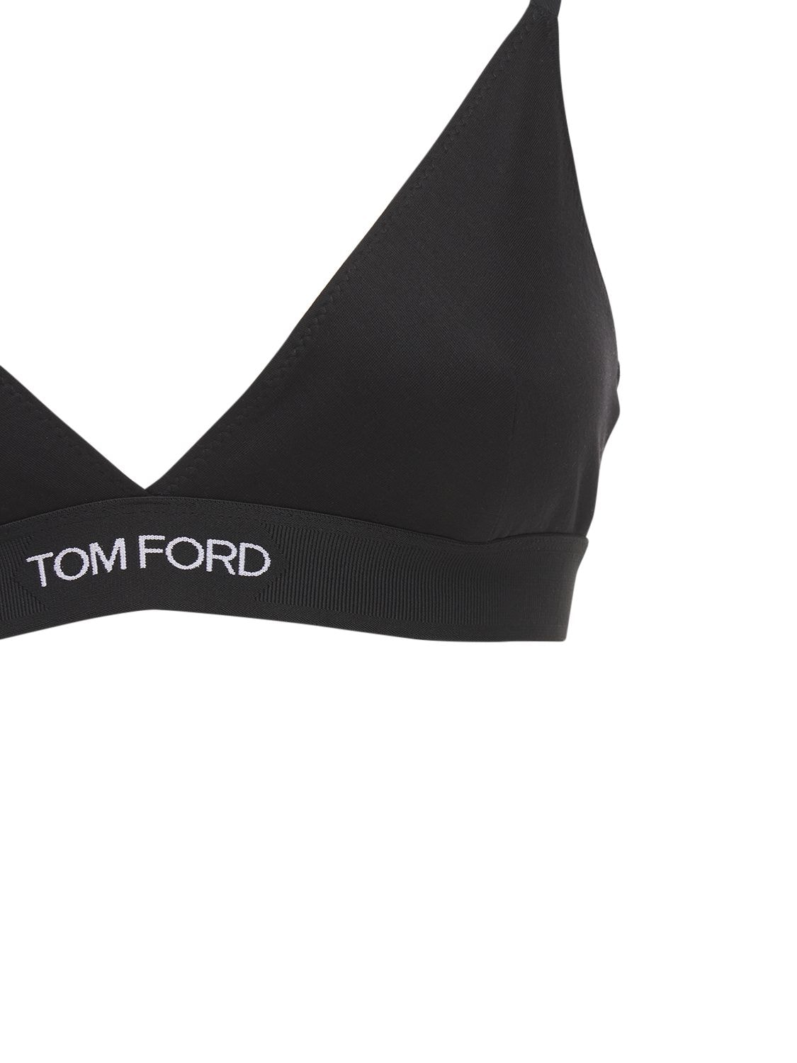 Logo stretch-jersey triangle bra in black - Tom Ford