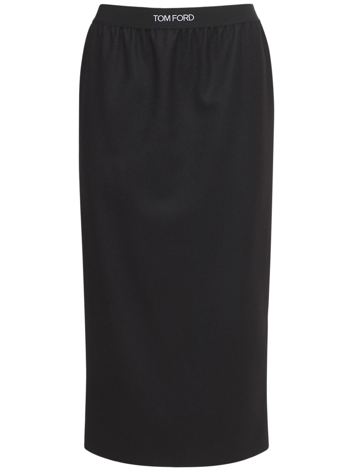 Logo Cashmere Jersey Midi Skirt