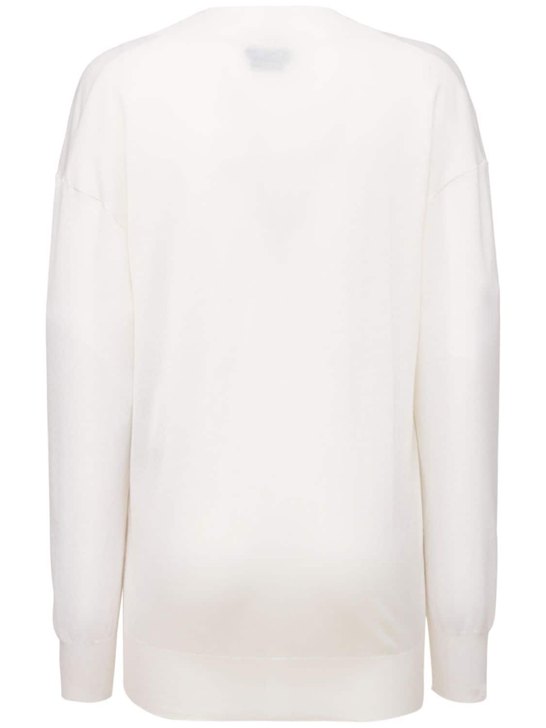 Shop Tom Ford Cashmere & Silk Knit V Neck Sweater In Ivory