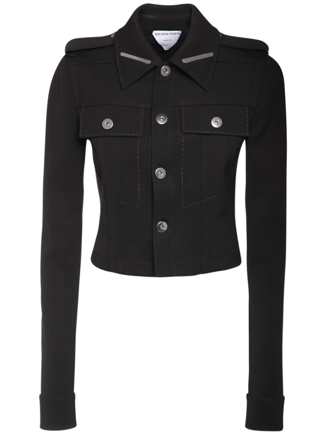 Bottega Veneta Cropped Stretch Wool-blend Twill Jacket In Чёрный | ModeSens