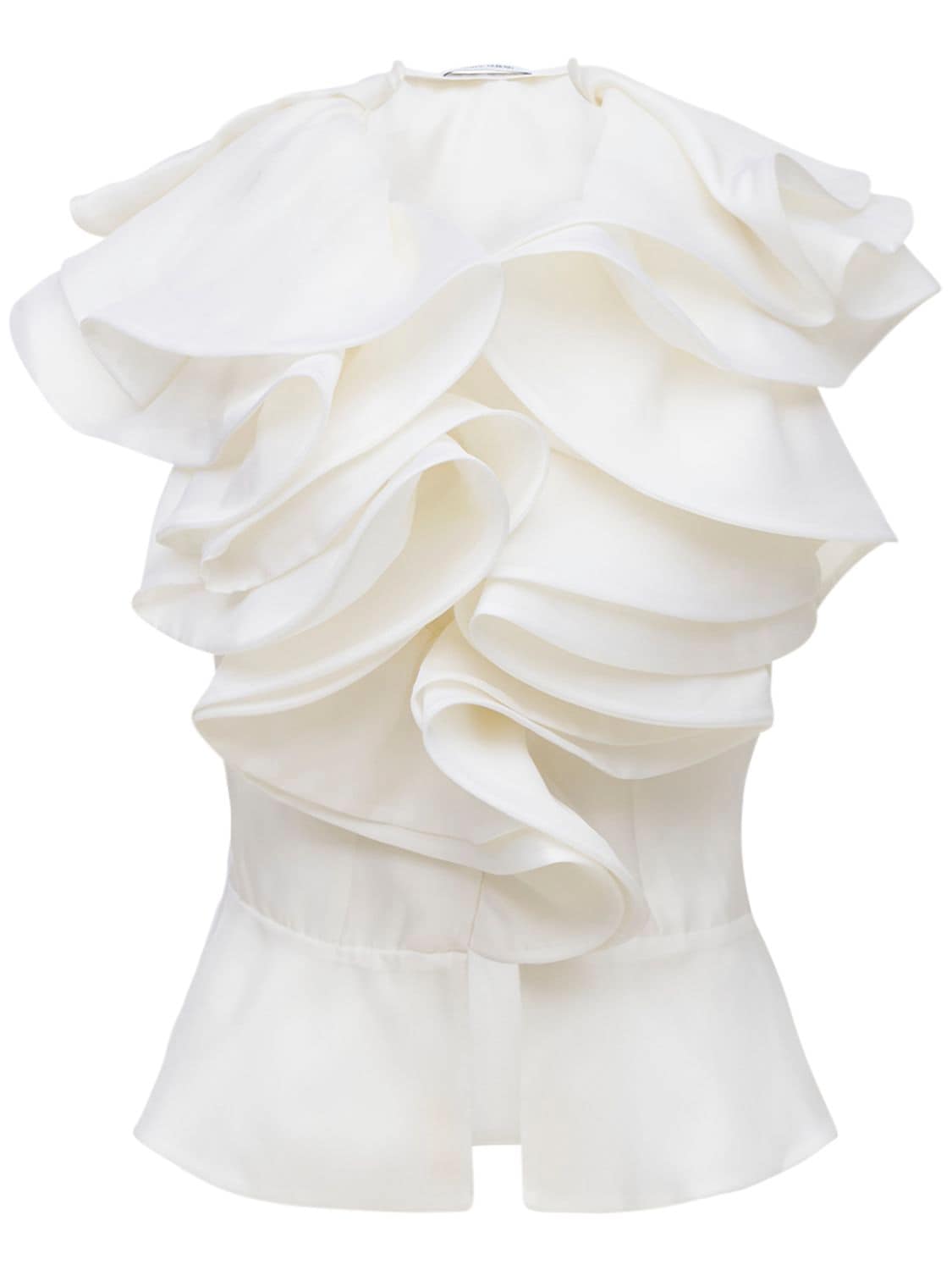 Prabal Gurung Sleeveless Silk Top W Ruffled Collar In