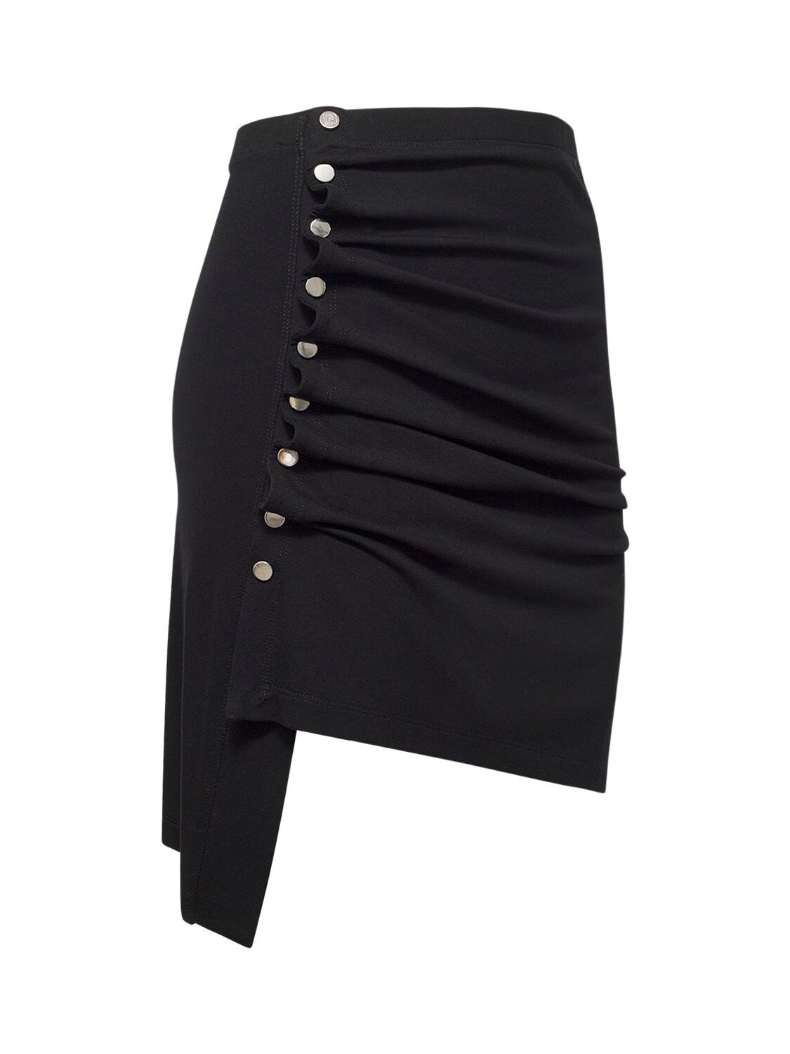 Shop Rabanne Light Jersey Draped Mini Skirt In Black