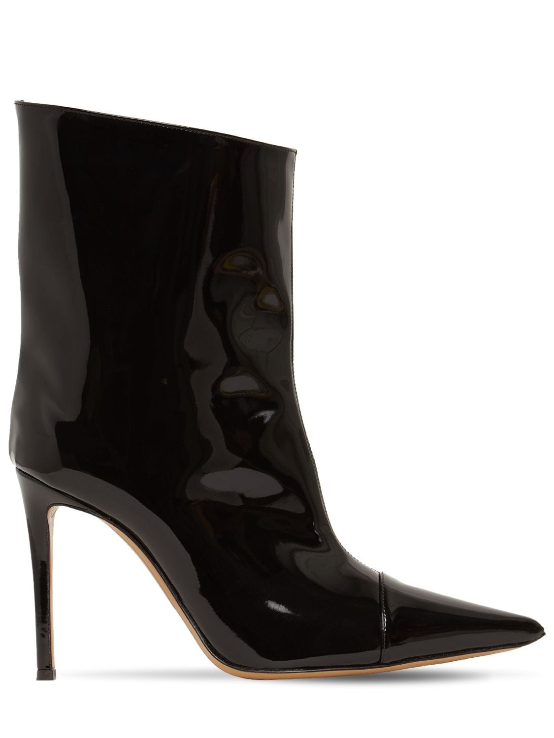 105mm Faux Patent Leather Ankle Boots