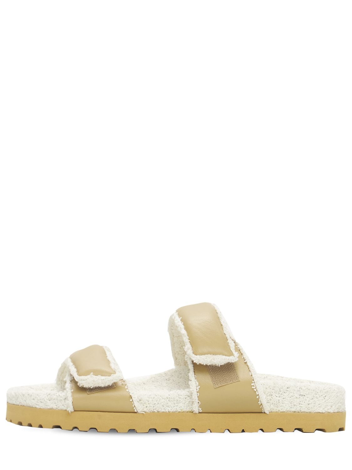 Gia X Pernille Teisbaek 20mm Leather & Terry Cloth Sandals In Beige,off-white