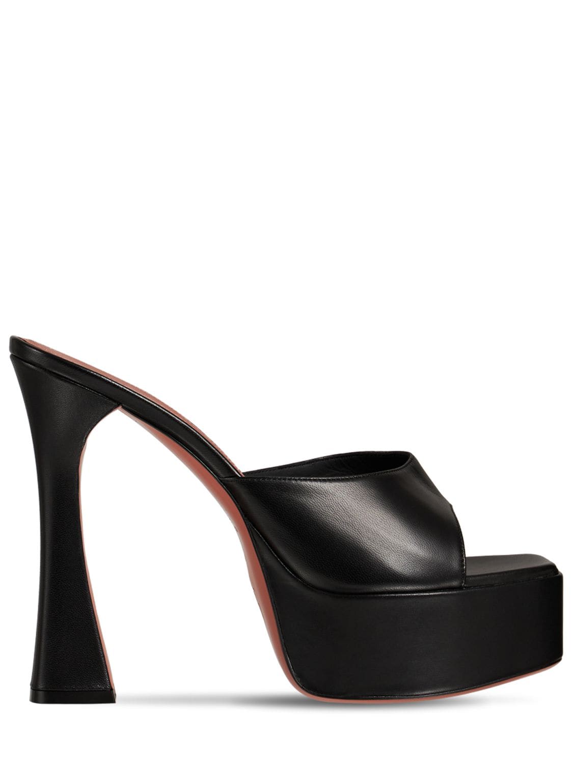 Amina Muaddi - 140mm dalida leather platform mules - Black | Luisaviaroma