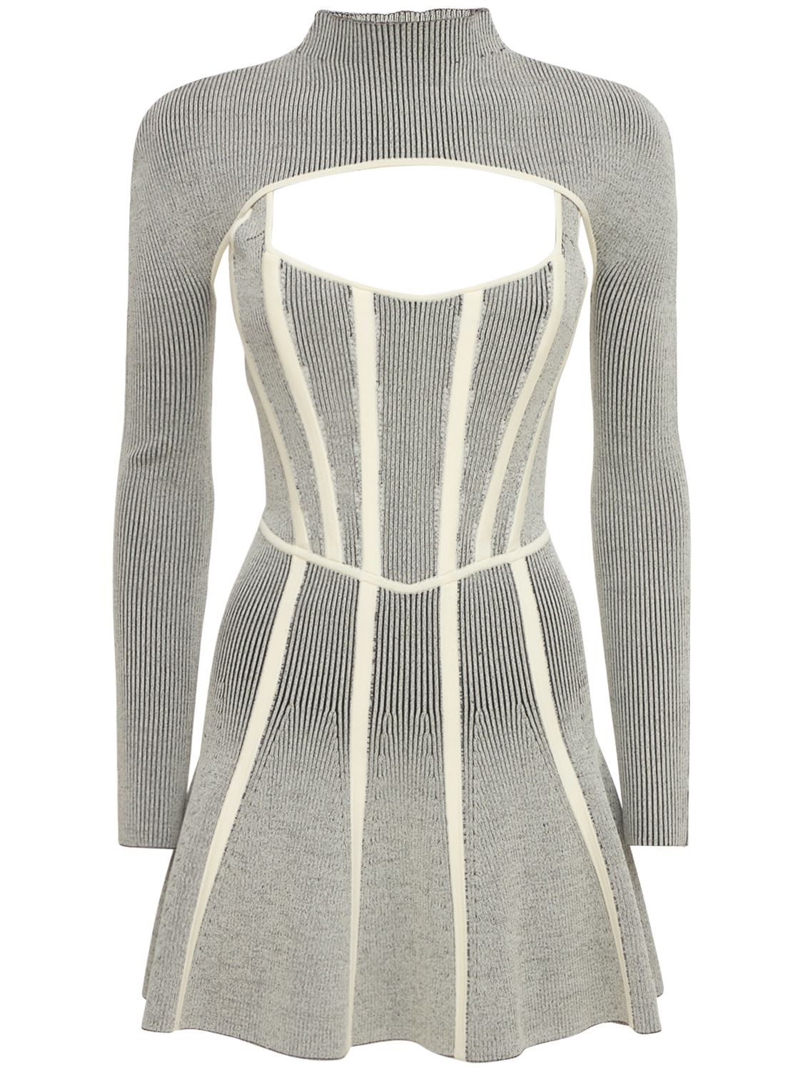 Dion Lee Rib Knit Corset Midi Dress In Grey,ivory | ModeSens
