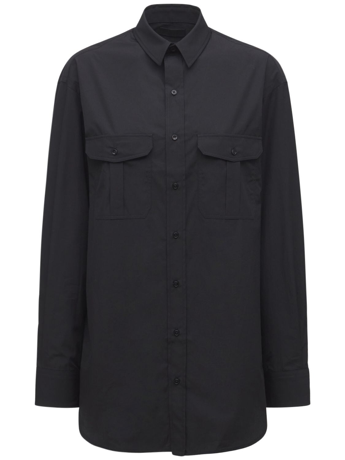 Wardrobe.nyc Cotton Poplin Mini Shirt Dress In Black
