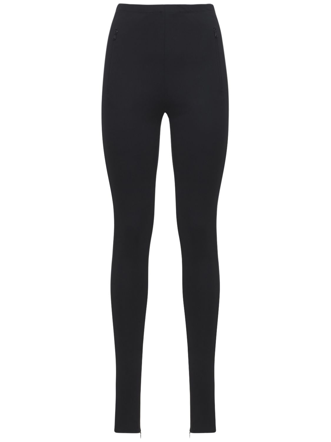 Wardrobe.nyc 科技织物弹力平纹针织拉链细节紧身裤 In Black