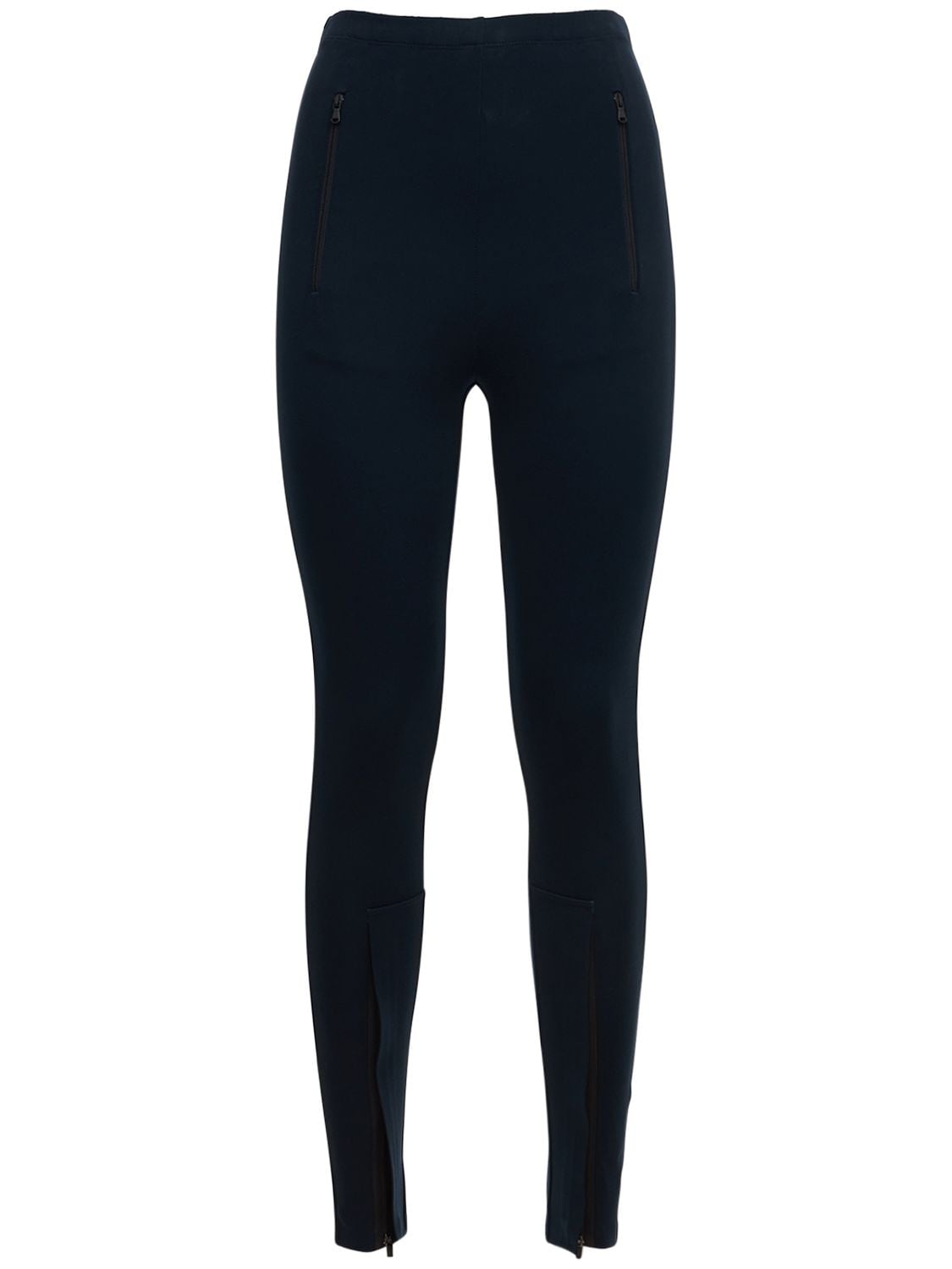 Wardrobe.nyc Stretch Jersey Front Zip Leggings In Black