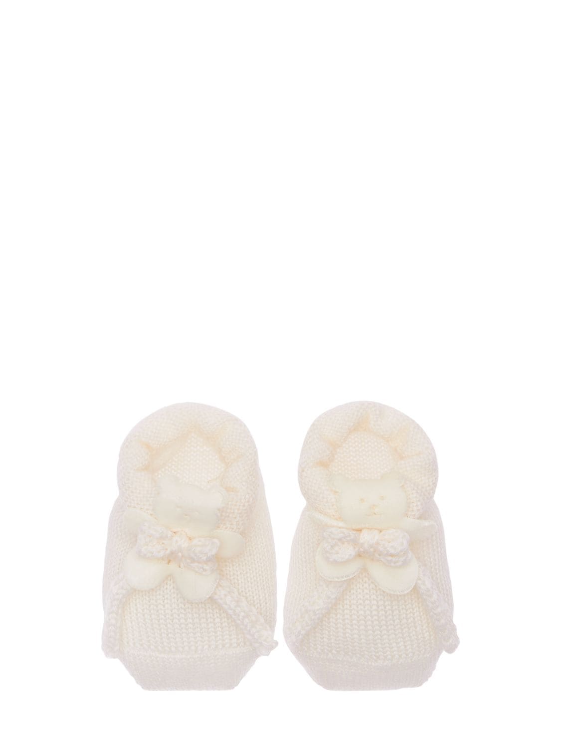 La Perla Babies' 小熊装饰羊毛针织袜子 In White