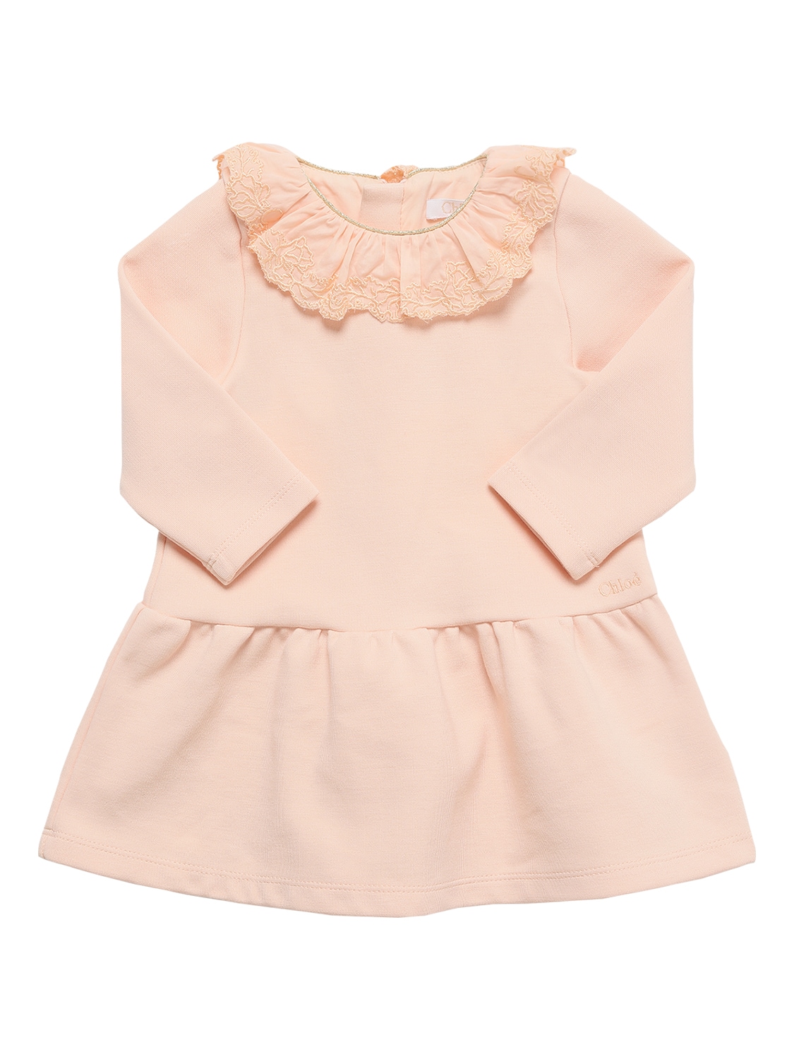 Chloé Kids' Milano Jersey Knit Dress W/ruffles In Pink