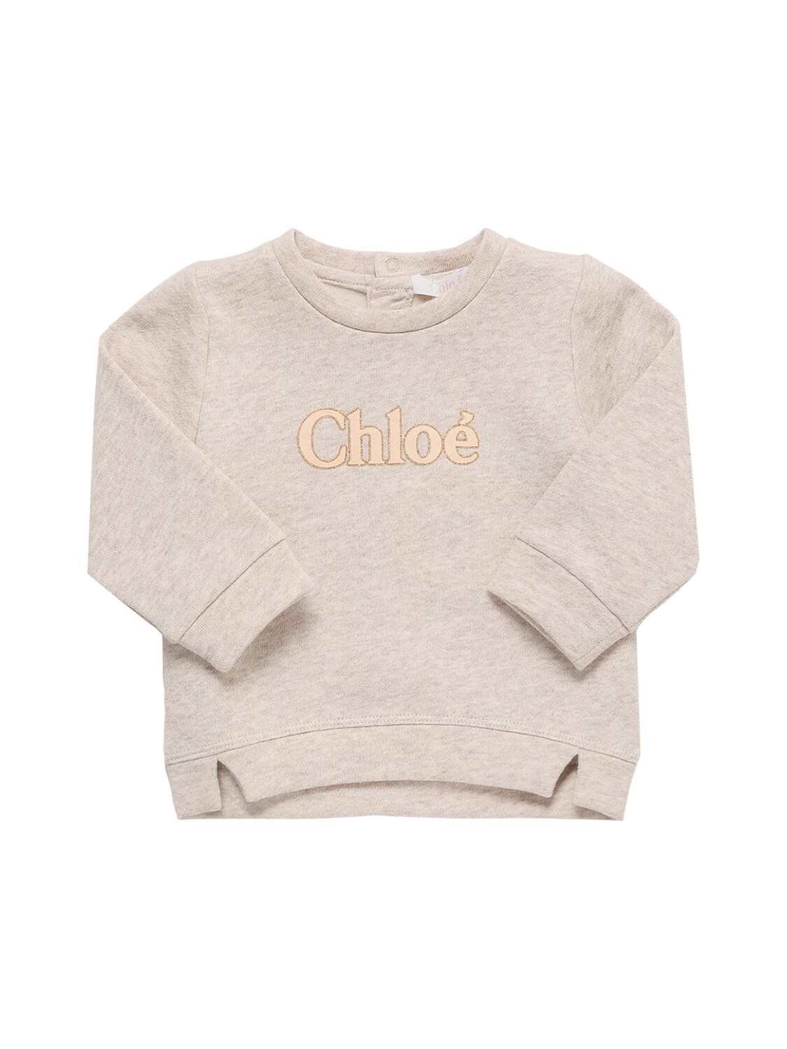 Chloé Kids' Logo Glitter Organic Cotton Sweatshirt In Beige