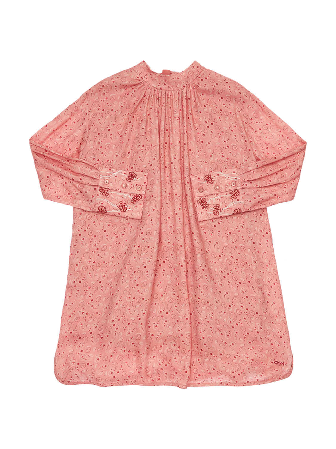 Chloé Kids Boho Paisley Print Shift Dress In Dark Pink