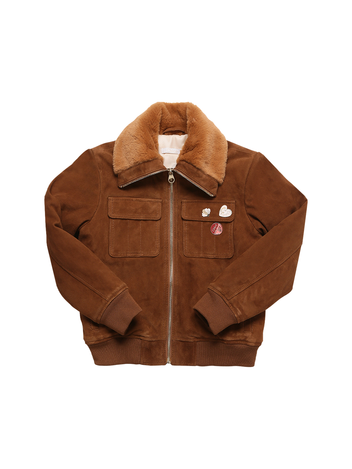 Jacke Aus Kunstwildleder Mit Kunstpelzkragen