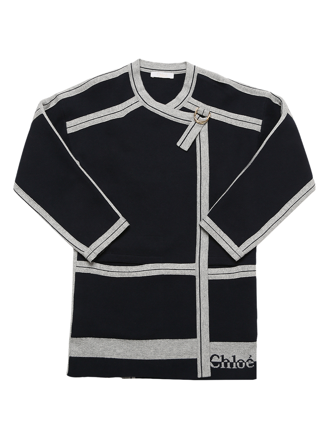 Cardigan Aus Woll/baumwollstrick Mit Logodruck