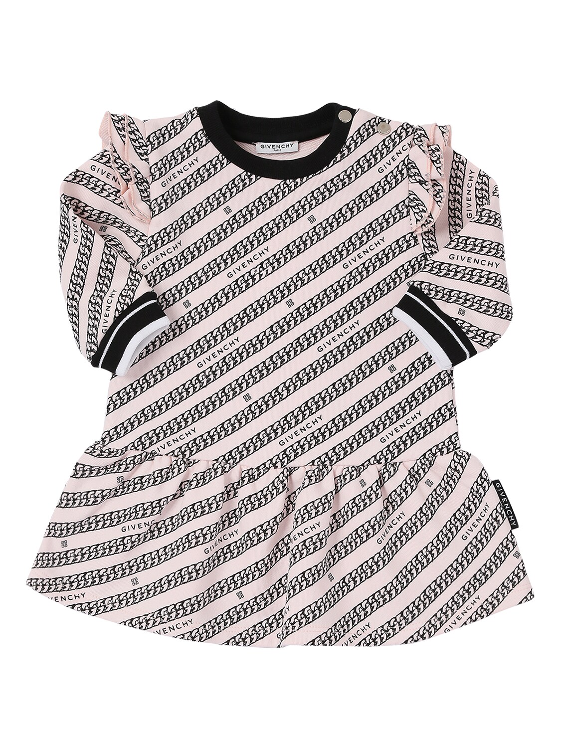 Givenchy Kids' All Over Print Cotton Blend Sweat Dress In Pink,black