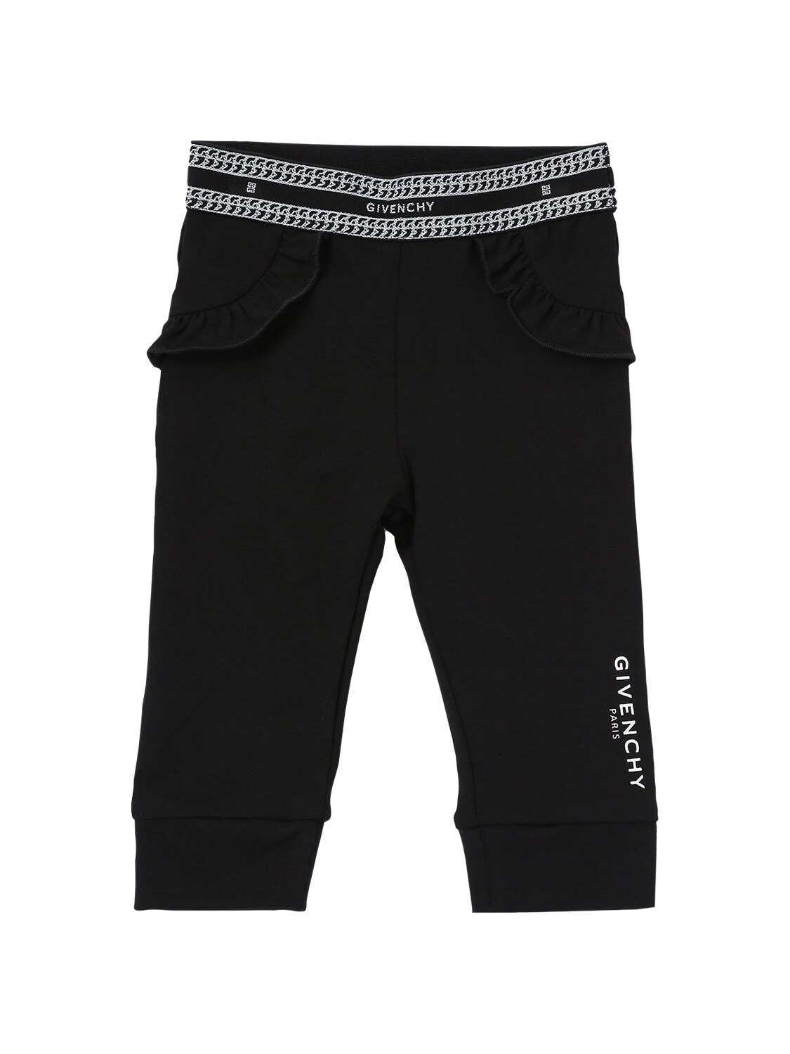 Givenchy Kids' Logo Print Cotton Blend Jersey Leggings In Black