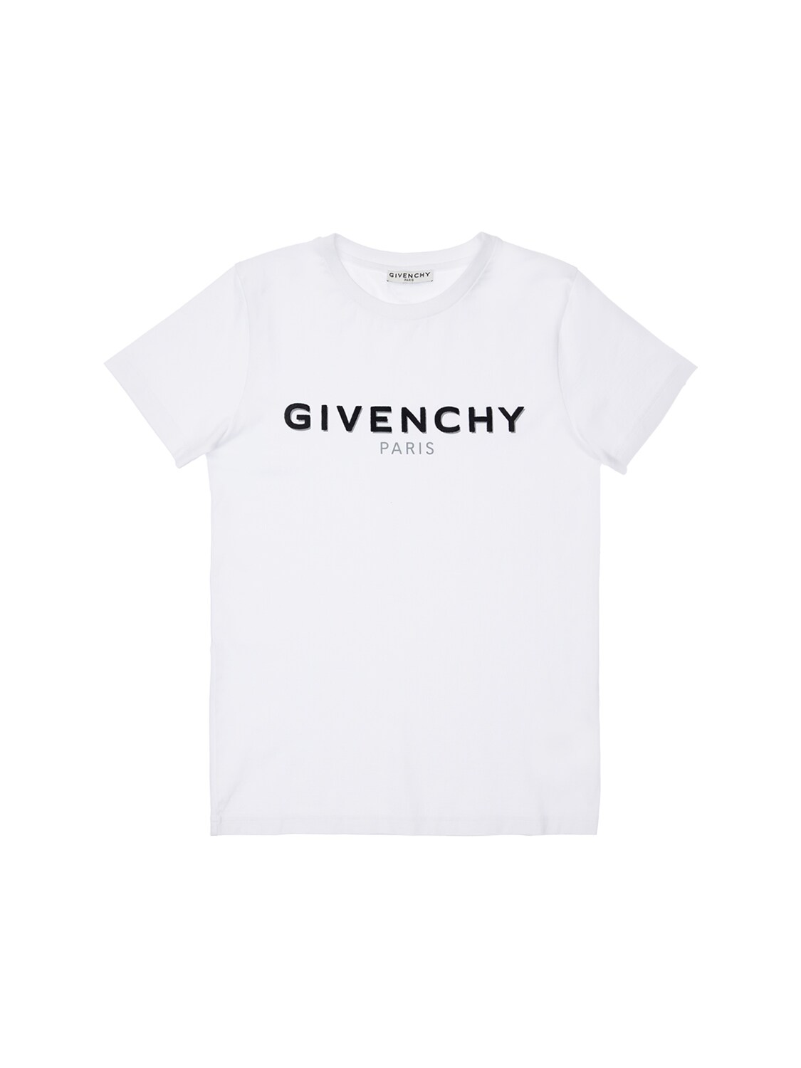 Givenchy Kids' Logo Flock Cotton Jersey T-shirt In White