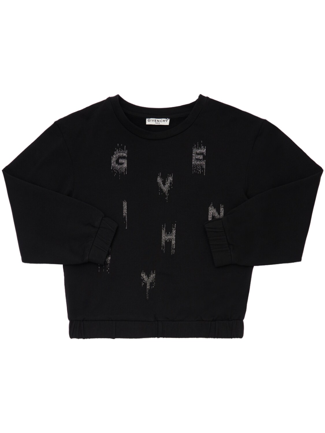 Givenchy Kids' Logo Glitter Cotton Sweatshirt In Black