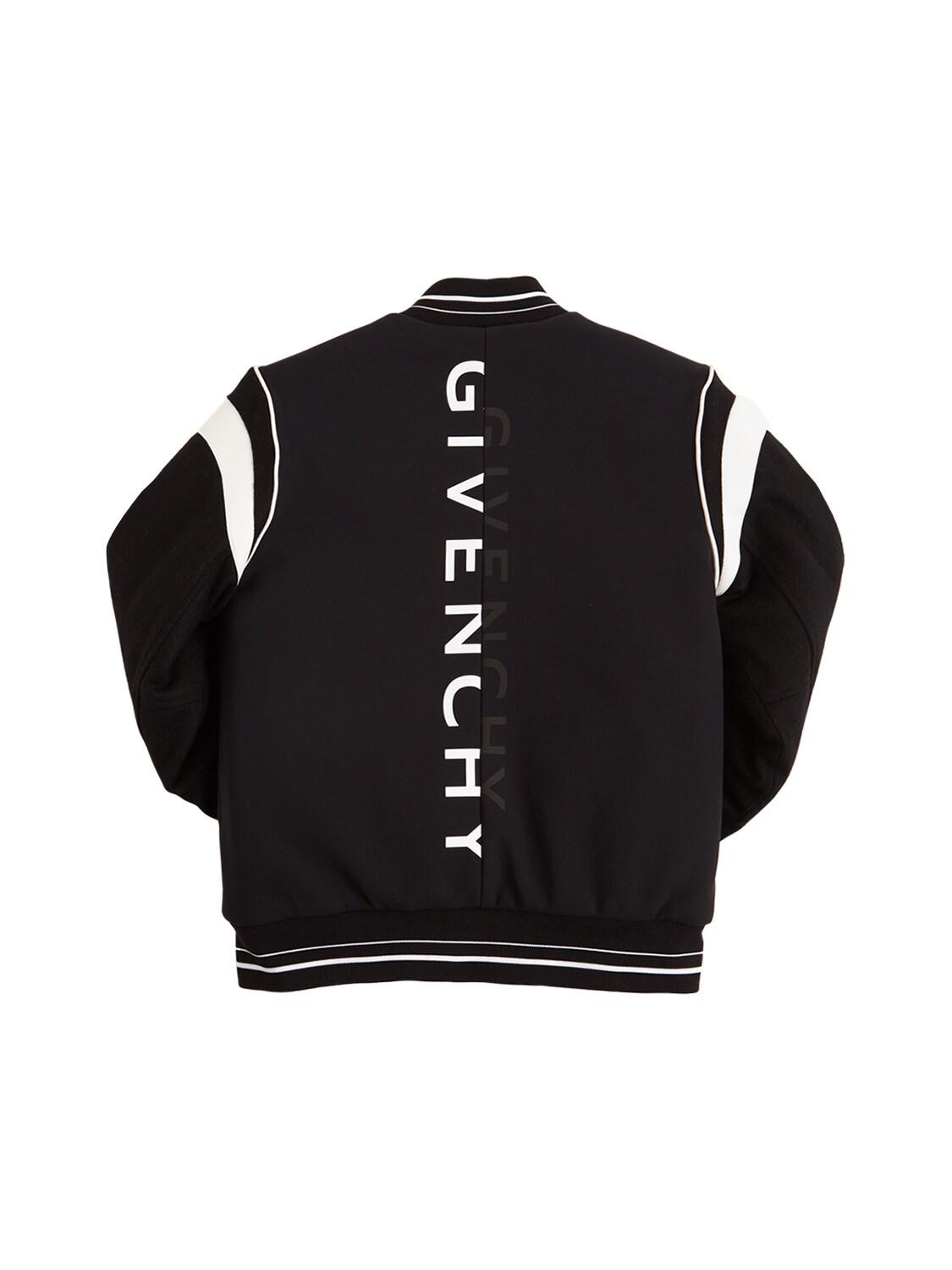 Givenchy Kids' Logo Wool Knit Bomber Jacket In Black