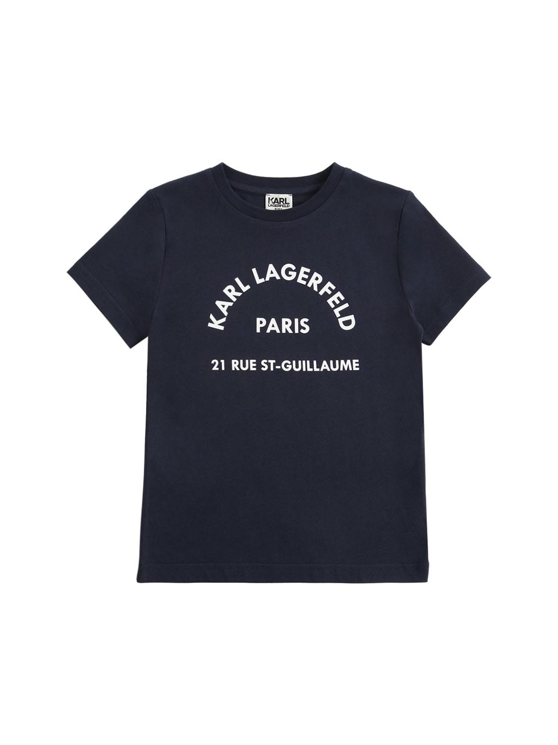 Karl Lagerfeld Kids' Logo Print Organic Cotton T-shirt In Navy