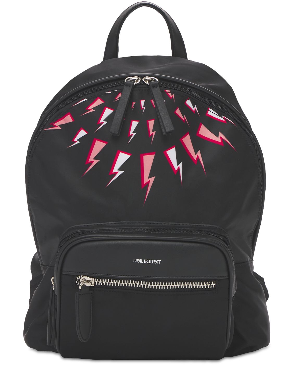 Neil Barrett Kids' Thunder Print Nylon Backpack In Black