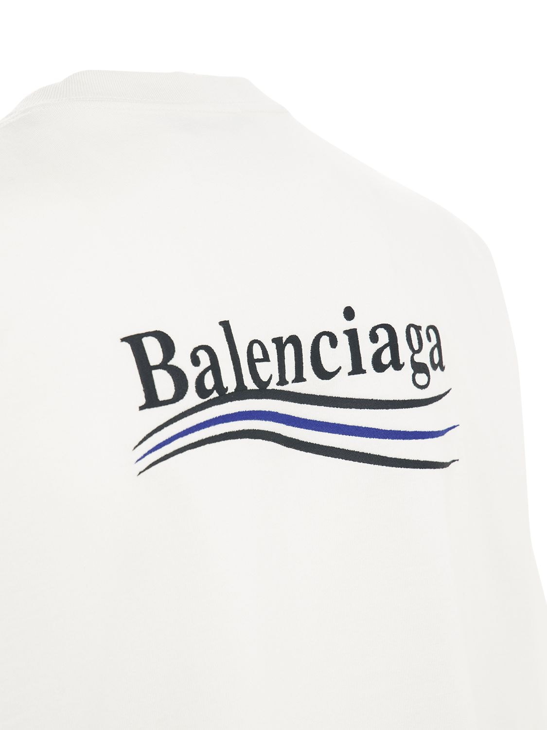 Shop Balenciaga Political Logo Cotton Jersey T-shirt In Dirty White