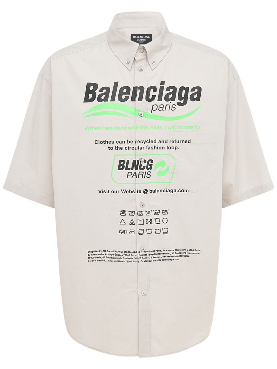pige Mikroprocessor slump Balenciaga Button-down Collar Logo-print Cotton-poplin Shirt In White |  ModeSens