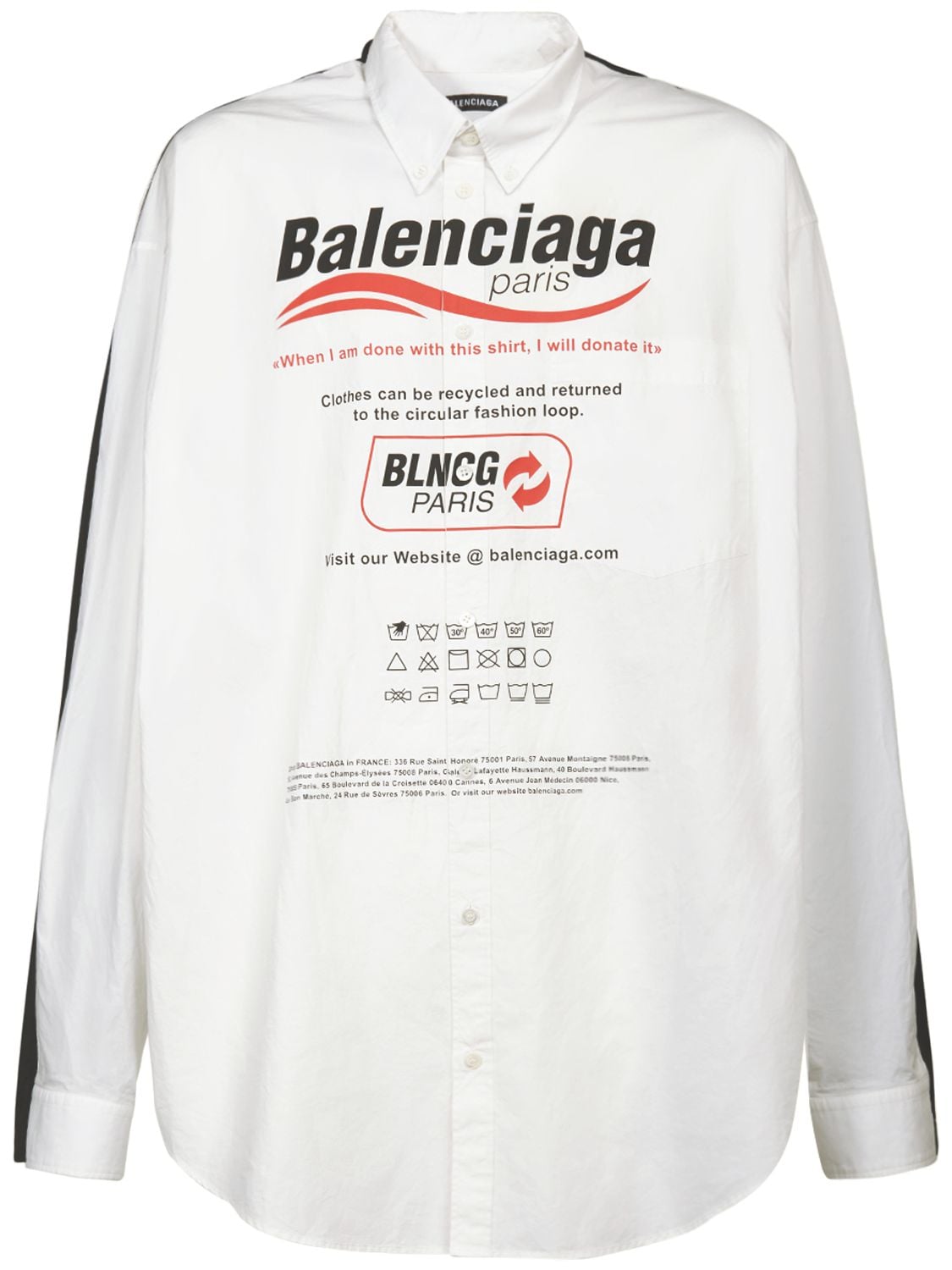 Balenciaga - Logo two tone cotton shirt - White | Luisaviaroma
