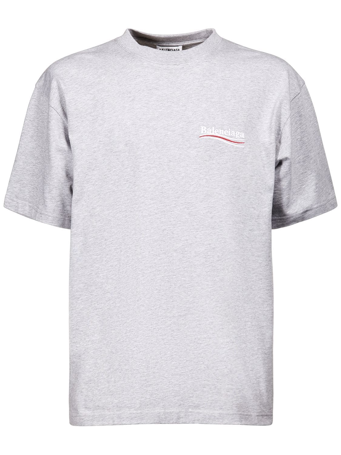 Political Logo Embroidery Cotton T-shirt – MEN > CLOTHING > T-SHIRTS