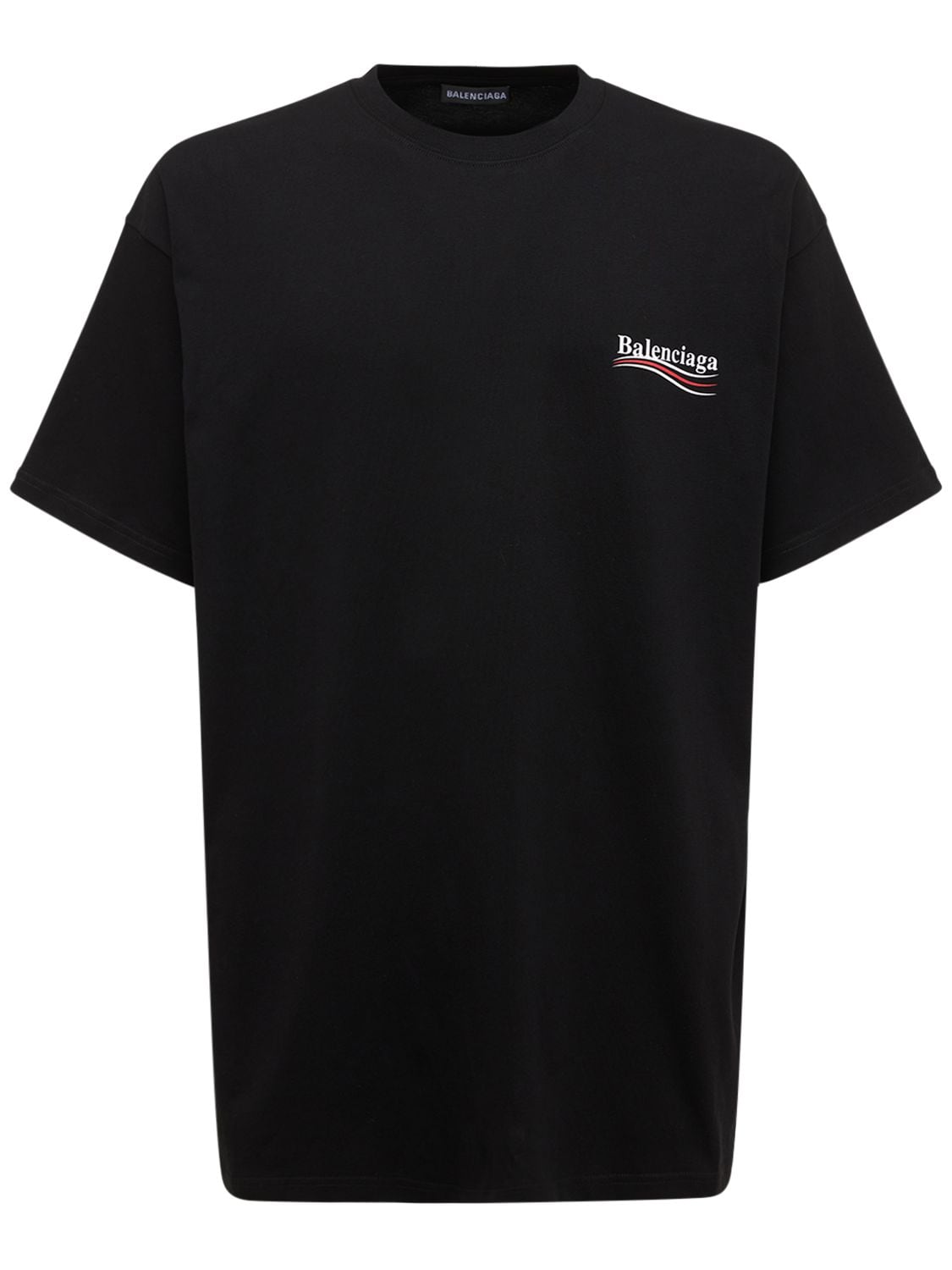 Shop Balenciaga Political Logo Crewneck T-shirt In Black