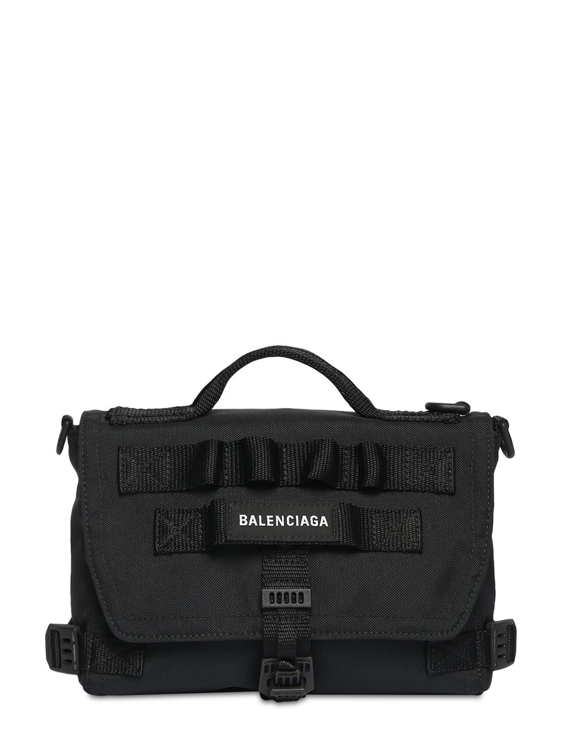 Balenciaga Army Recycled Nylon Messenger Bag In Black