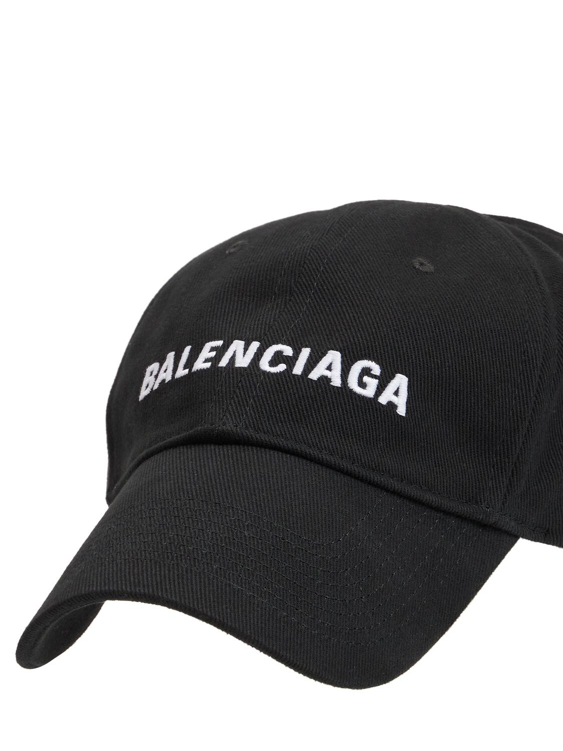 Shop Balenciaga Logo Embroidery Baseball Cap In Black,white