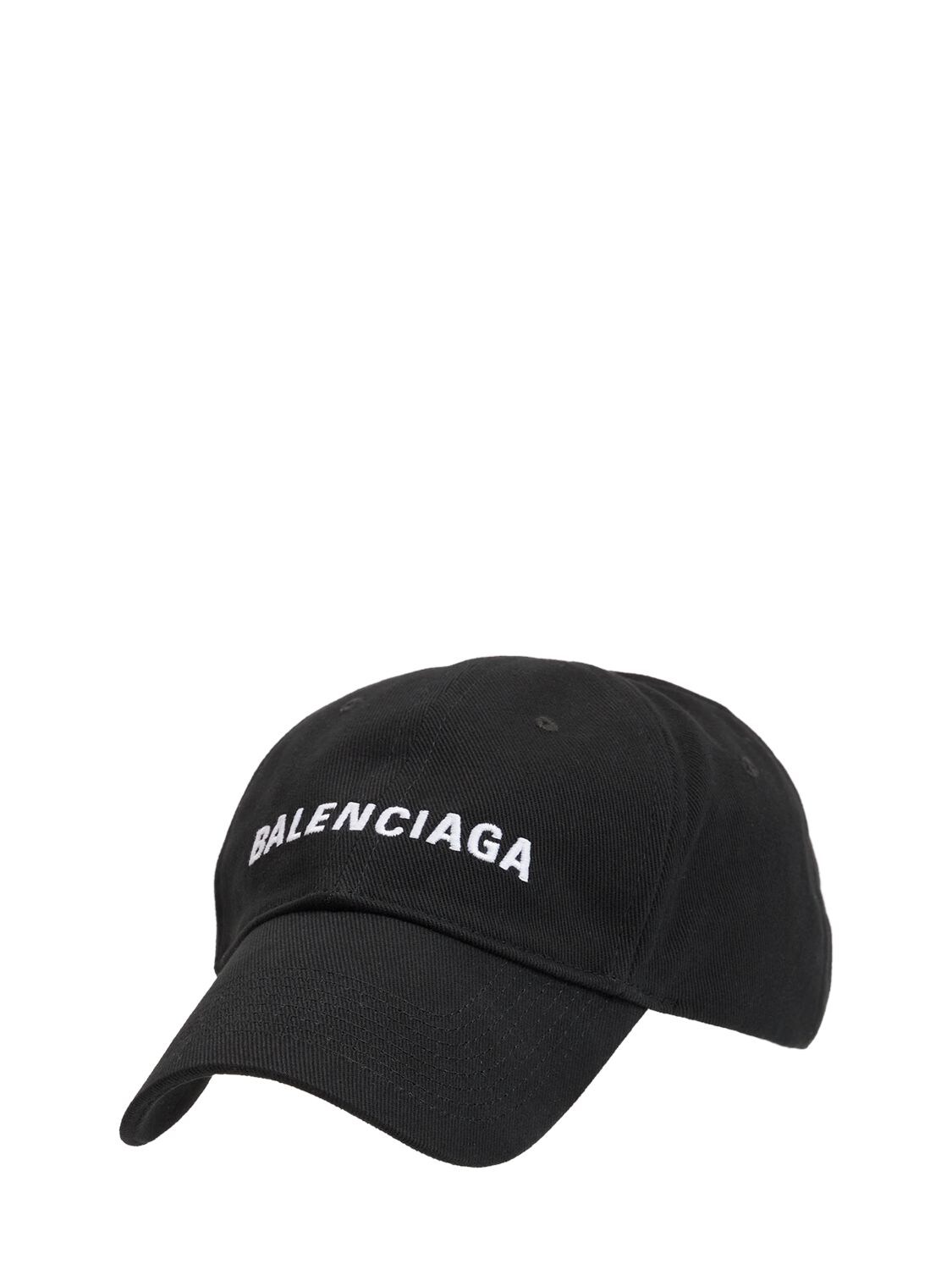 Shop Balenciaga Logo Embroidery Baseball Cap In Black,white